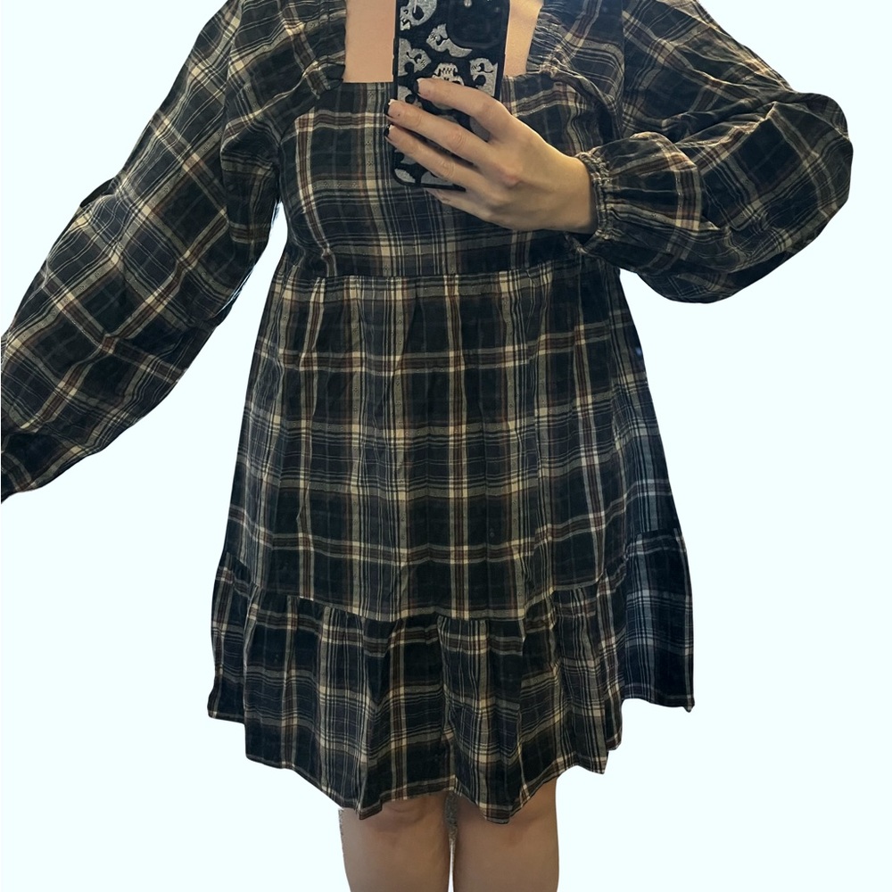Blue Plaid Babydoll Dress